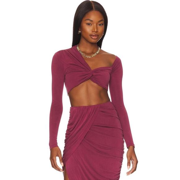 Camila Coelho Liby Crop Top in Berry Mauve NWOT Size Small - Picture 1 of 4